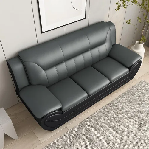 Miniatura 11 de Container Furniture - Silla de piel sintética de estilo moderno, sofá biplaza y sofá con reposabrazos en la parte superior de almohada extra