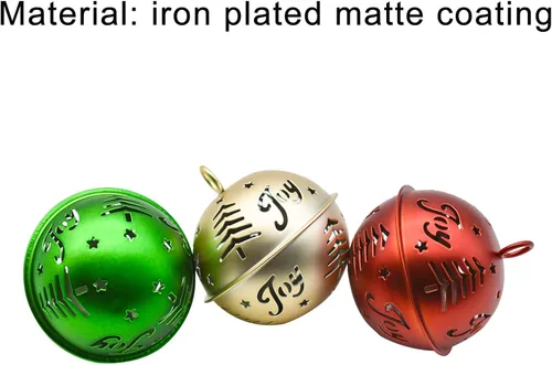 Miniatura 2 de 12 cascabeles grandes de 2.5 pulgadas de 2.5 pulgadas, cascabel de Navidad con patrones huecos de árbol alegre, campanas de metal grandes