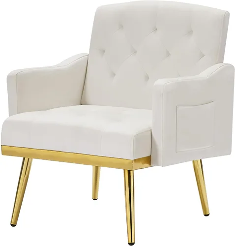 Miniatura 5 de Sofá con acento de terciopelo, moderno sillón tapizado con bolsillo para sala de estar, dormitorio, oficina, sala de recepción, sala de estar