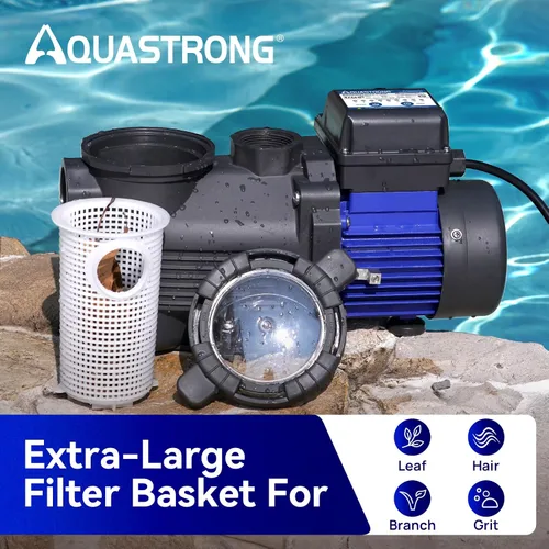 Miniatura 6 de Aquastrong Bomba de piscina sobre el suelo de 3/4 HP con temporizador, 115 V, 3800 GPH, adaptador de 1.25 y 1.5 pulgadas, alto flujo, potentes