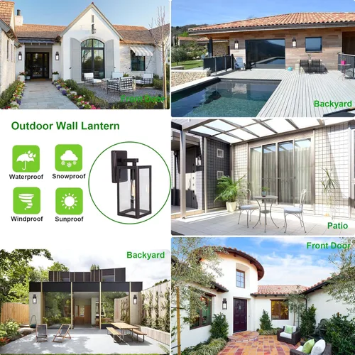Miniatura 4 de LIT-PaTH Farol de Pared para Exteriores, Aplique de Pared como Accesorio de Iluminación de Porche, Base Mediana E26 Máximo 60W, Metal Antioxidante