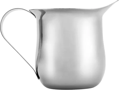 Miniatura 5 de KEILEOHO Paquete de 8 jarras pequeñas de metal de 3 onzas, jarra de crema de acero inoxidable, cremas en forma de campana con boquilla de vertido
