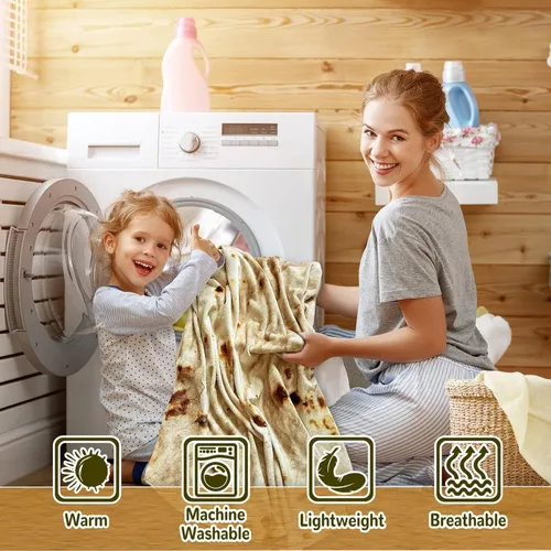 Miniatura 7 de Bcareself Manta de Tortilla 2.0 de Doble Cara Tamaño Adulto Gigante de Doble Cara para Niños Divertida Realista de Comida Personalizada Manta