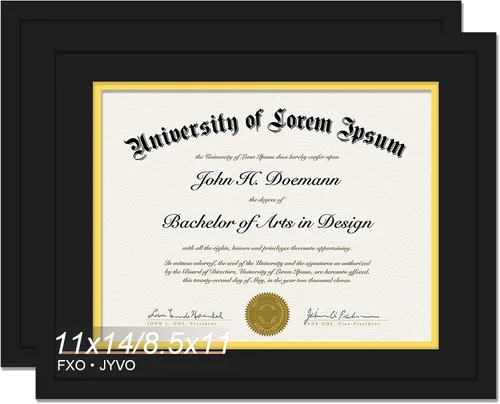 Miniatura 9 de Fxojyvo Marco de diploma negro 11x14, marco para documentos 8,5 x 11 con alfombrilla o 11 x 14 sin alfombrilla, marco para certificado