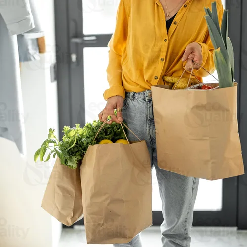 Miniatura 6 de EcoQuality Bolsas de papel kraft marrón con asas de 12 x 7 x 13 pulgadas, bolsas de compras de papel, bolsas de regalo, bolsa de fiesta, bolsas