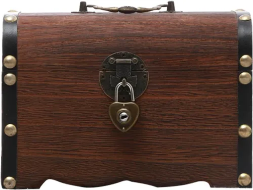 Ragyzity Alcancía de madera, banco de ahorro de dinero con cerradura, caja de madera vintage creativa, banco rústico pequeño decorativo para