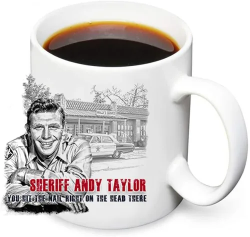 Miniatura 11 de Brotherhood Mayberry Mt Airy Sheriff Aunt Bea's Pickles Oregon Nueva Escocia Wally's Service Andy Griffith - Tazas de café de cerámica blanca de 11