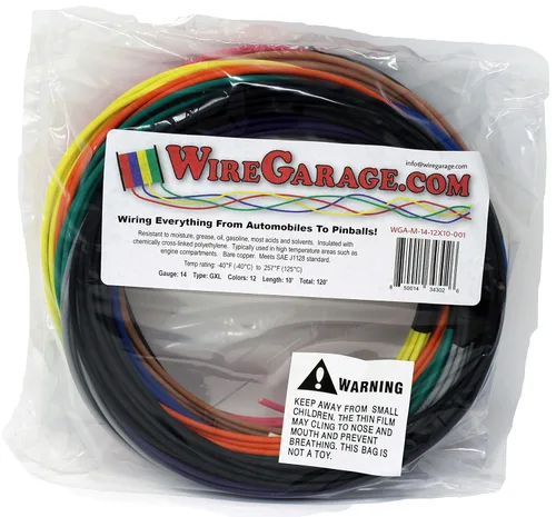 Cable trenzado XLPE de alta temperatura GXL Cross-Link, 14 AWG, GA, calibre, SAE J1128, automoción, motocicleta, eléctrico, 10 pies cada uno de 12