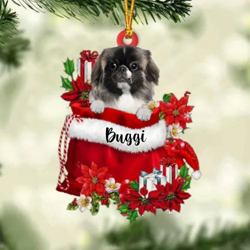 Miniatura 173 de Perro Akita Inu personalizado en bolsa de regalo, adorno de Navidad, nombre personalizado, regalo para amantes de los perros, familia, Navidad