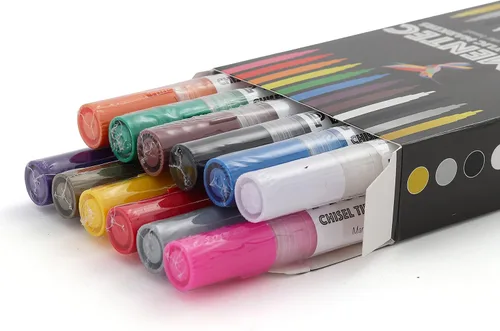 Miniatura 4 de Marcadores de pintura acrílica, juego de 12 rotuladores de pintura acrílica, marcadores de arte vibrante para clase, tablero de lienzo, cerámica
