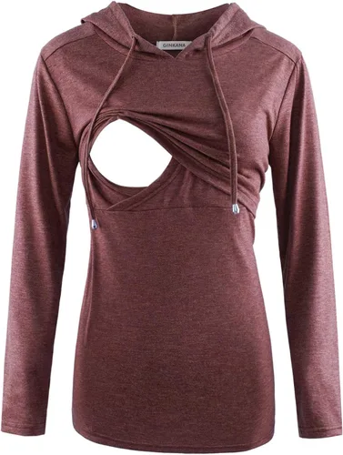 Miniatura 215 de GINKANA Sudadera con capucha para mujer, manga larga, lactancia materna, ropa casual