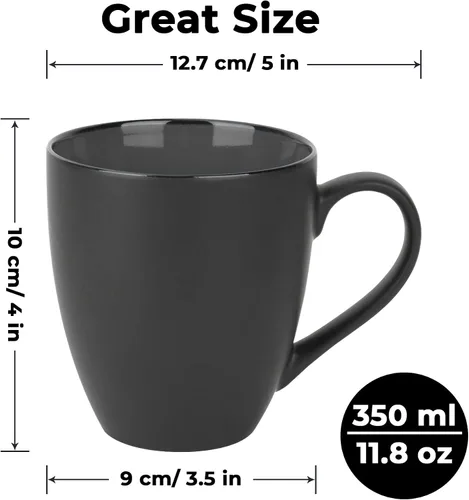 Miniatura 6 de MIAMIO - Juego de 6 tazas de café de gres 12 onzas/taza - Colección Le Papillon (Negro)