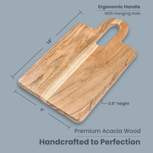 Miniatura 2 de Tablero rectangular de acacia de ranura larga - 14"x8"-Natural