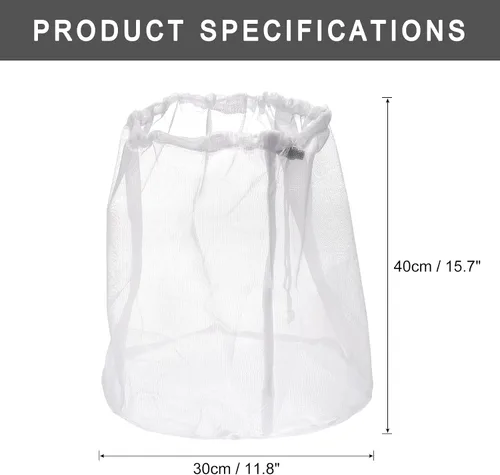Miniatura 2 de uxcell Bolsas de malla para lavandería, cestas de 11.8 x 15.7 pulgadas, bolsas de malla con cordón de red fina, pequeñas bolsas de malla lavables a