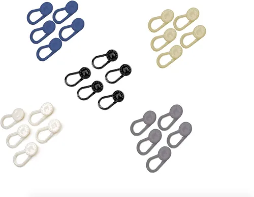 Paquete de 25 extensores de cintura con botones (negro, blanco, beige, azul, blanco), Color múltiple, Talla única