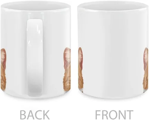 Miniatura 3 de MUGBREW Taza de té de cerámica bicolor blanco y naranja con gato atigrado Gatito, 11 oz