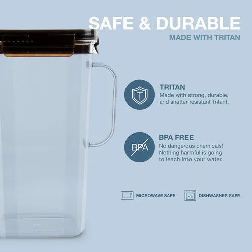 Miniatura 5 de LocknLock Aqua - Jarra de agua para puerta de refrigerador, jarra transparente, jarra de plástico sin BPA con tapa, jarra de 1.6 cuartos de galón