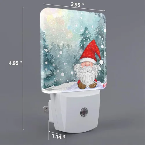 Miniatura 2 de Paquete de 2 luces LED de Navidad con gnomo de nieve, luces nocturnas de emergencia con sensor automático, juego de 2 para dormitorio, baño