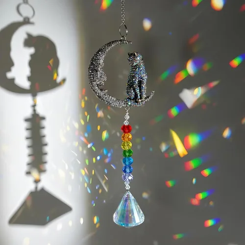 Miniatura 11 de H&D HYALINE & DORA Atrapasoles Cardinal en una Rama para Ventanas, Atrapasoles de Cristal de 44.45 cm con Cadena de Metal y Ganchos, Regalo
