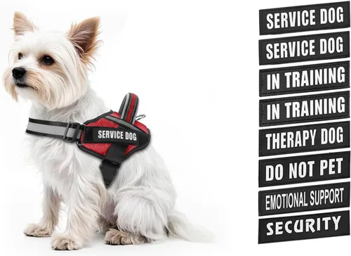 Miniatura 15 de Juego de arnés y parches para chaleco de perro, arnés para perro de servicio en entrenamiento Animire con 10 parches para perros, chaleco Rosa