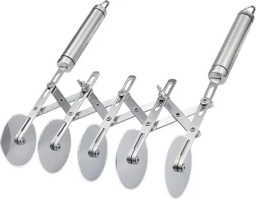 Juome Cortador de Pastelería de 5 Ruedas Cortador de Pizza de Acero Inoxidable Cortador de Masa Multi-Redondo Rodillo Cuchillo de Pastelería para