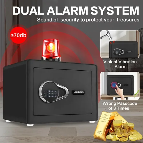 Miniatura 2 de Caja fuerte para el hogar, caja fuerte pequeña de 1.0 pies cúbicos con estante extraíble, sistema de alarma, caja de seguridad electrónica digital