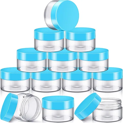 Miniatura 41 de SATINIOR Paquete de 12 frascos de plástico con tapas, frascos redondos para cosméticos de viaje, para artículos de tocador, loción, crema