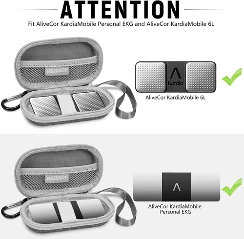 Miniatura 2 de MGZNMTY Estuche de viaje rígido portátil para AliveCor Kardia Mobile Monitor cardíaco Personal EKG/KardiaMobile 6 dispositivos de monitoreo de Gris