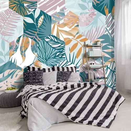 Miniatura 13 de Papel tapiz de tela con paisaje de cascada de lago verde, sala de estar, bosque, montaña, dormitorio, baño, mural de pared - 91 x 65 pulgadas