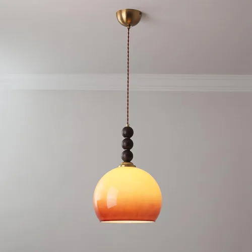 Lámpara colgante moderna de una sola cabeza vintage degradado de cristal naranja lámparas colgantes altura ajustable lámpara para comedor café