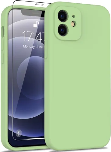 Miniatura 112 de DEENAKIN Funda de silicona compatible con iPhone 12 con protector de pantalla, mejora la protección de la cámara, funda protectora suave y flexible