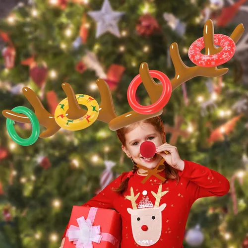 Miniatura 6 de Christmas Games Decorations, Inflatable Reindeer Antler Ring Toss Game, Stocking Stuffers for Men Women Kids Teens Adults, Christmas Party Games Fun