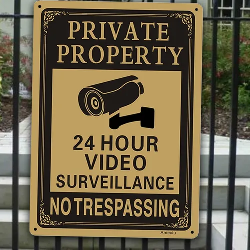 Miniatura 5 de Amexiu Señal de advertencia de videovigilancia de cámara CCTV de 24 horas de propiedad privada 10 x 7 pulgadas aluminio libre de óxido de fácil
