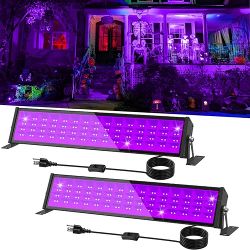 Miniatura 15 de T-SUN Barra de luz LED negra de 72 W, barras de luz negra con enchufe e interruptor, tira de luces de área de 22 x 22 pies para fiesta brillante