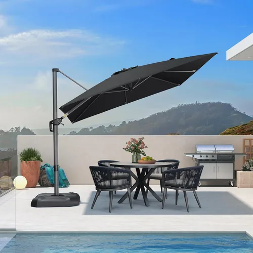 Miniatura 54 de PURPLE LEAF Sombrilla de Patio de 8 Pies para Exteriores Sombrilla Cantilever Cuadrada de Aluminio Sombrilla Offset con Rotación de 360 Grados