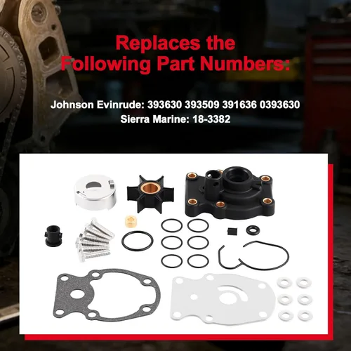 Miniatura 2 de Kit de reparación de bomba de agua 393630 con carcasa de repuesto para Johnson Evinrude OMC (1980-UP) 20 25 30 35HP Piezas de motor fueraborda