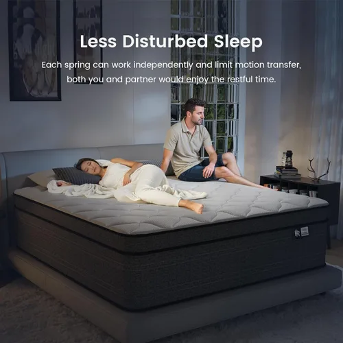 Miniatura 8 de Ruoysun 12 Inch King Size Mattress, Firm Hybrid Mattress with 7-Zone Pocket Springs & Cooling Gel Memory Foam, Luxury Pressure Relief Bed in a Box