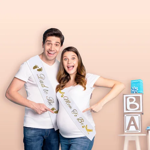 Miniatura 3 de Banda para baby shower con clase para papá (texto en inglés "Dad to Be"), decoración de fiesta de baby shower, regalos, regalos, suministros