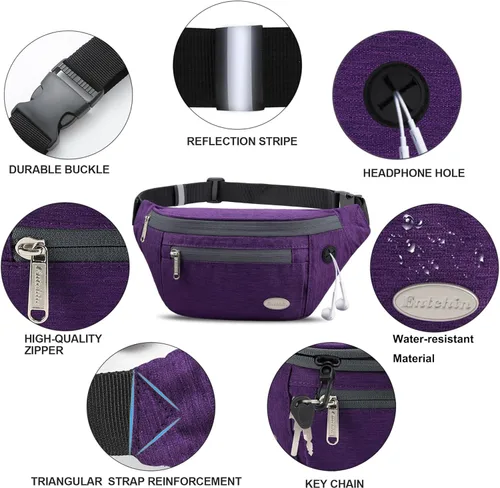 Miniatura 8 de Entchin Riñonera para mujeres y hombres, bolsa cruzada con 4 bolsillos con cremallera, bolsa de cintura ajustable, uno de los regalos esenciales
