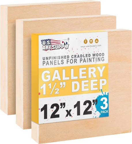 Miniatura 14 de U.S. Art Supply Paneles de madera acunados sin terminar de 5 x 5 pulgadas para pintar, galería de 1-1/2 pulgadas de profundidad