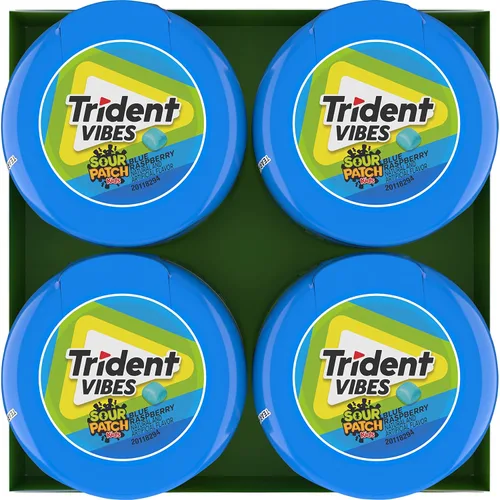 Miniatura 15 de Trident Vibes SOUR PATCH KIDS - Goma de mascar sin azúcar de frambuesa azul, 4 botellas de 40 piezas (160 piezas en total)
