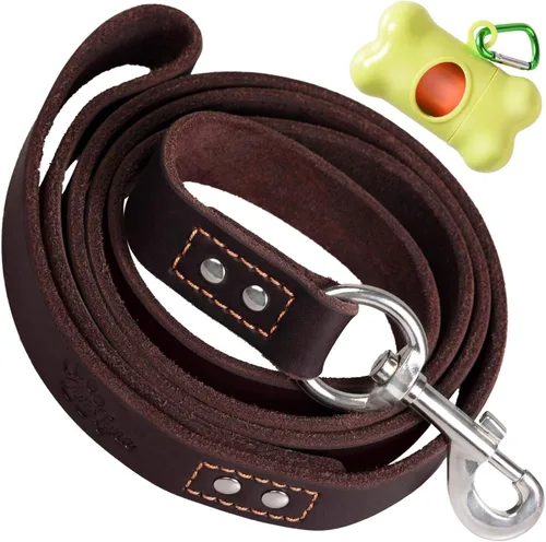 Miniatura 11 de ADITYNA Correa de cuero para perro de 6 pies x 3/4 pulgadas, suave, fuerte, resistente para razas grandes y medianas, correa para perro para Marrón
