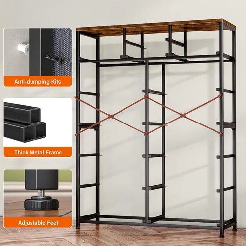 Miniatura 5 de EnHomee Cómodas altas para dormitorio con cajón, cómodas para dormitorio, cómodas de tela y cómodas para sala de estar, parte superior de madera
