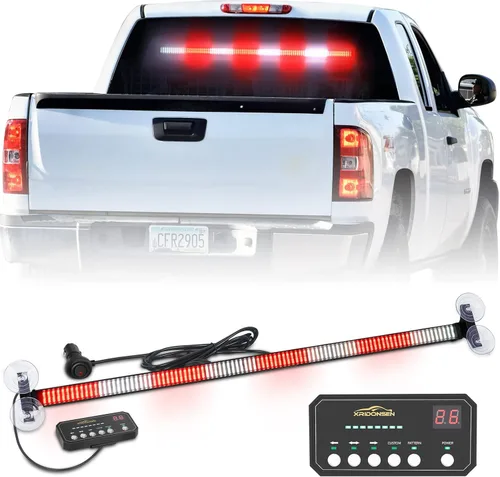 Miniatura 13 de XRIDONSEN Barra de luz de policía de 35 pulgadas para asesor de tráfico, 144 luces LED rojas y azules, luces de policía de emergencia, Rojo/Azul