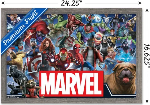 Miniatura 3 de Trends International Marvel Comics - Póster de pared de héroes del universo Marvel, 14.725 x 22.375 pulgadas, versión enmarcada de madera de granero