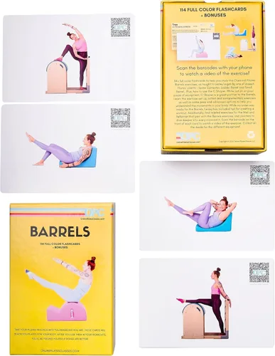 Miniatura 9 de Tarjetas de flash de accesorios de Pilates, juego de mazo de 79 tarjetas ilustradas para todos los niveles, guía de entrenamientos de fitness