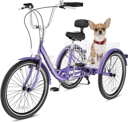 Miniatura 11 de NAIZEA Adult Tricycle, 7 Speed Three Wheel Cruiser Bike, 20/24/26 inch Adult Trikes 3 Wheel Bikes with Large Basket for Seniors, Adults, Women, Men