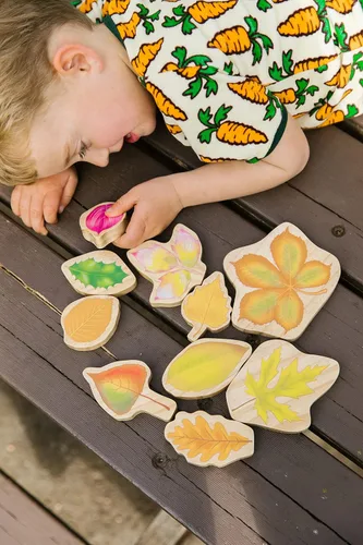 Miniatura 7 de THE Freckled Frog Hojas apilables - Juego de 10 - Edades 12 meses - Bloques de hojas de madera - Doble cara - Ilustraciones que muestran hojas