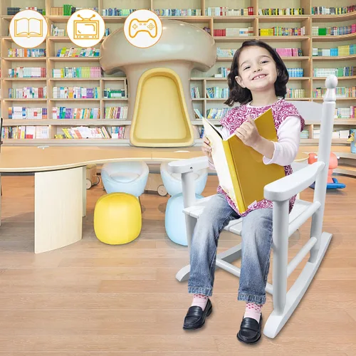 Miniatura 7 de Mecedoras para niños, mecedoras clásicas de madera para niños y niñas, mecedora para interiores y exteriores, para salas de sol, porches, salas