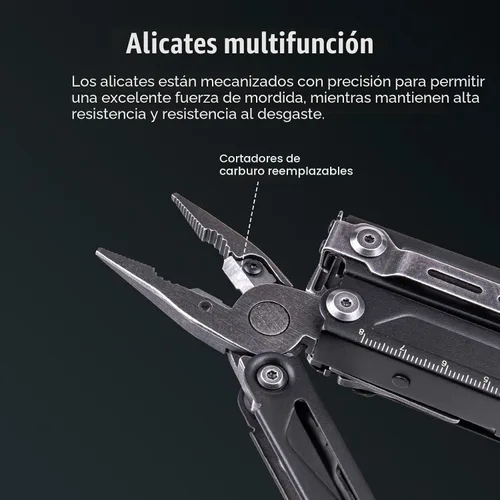 Miniatura 8 de NEXTORCH PIONEER - Multiherramientas 14 en 1 de tamaño completo, juego de multiherramientas versátil con tijeras, alicates de punta, clip